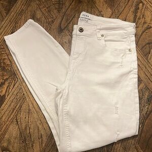 Pistola White Skinny Distressed Ankle Jeans, Stretchy, size 30 (women’s size 10)